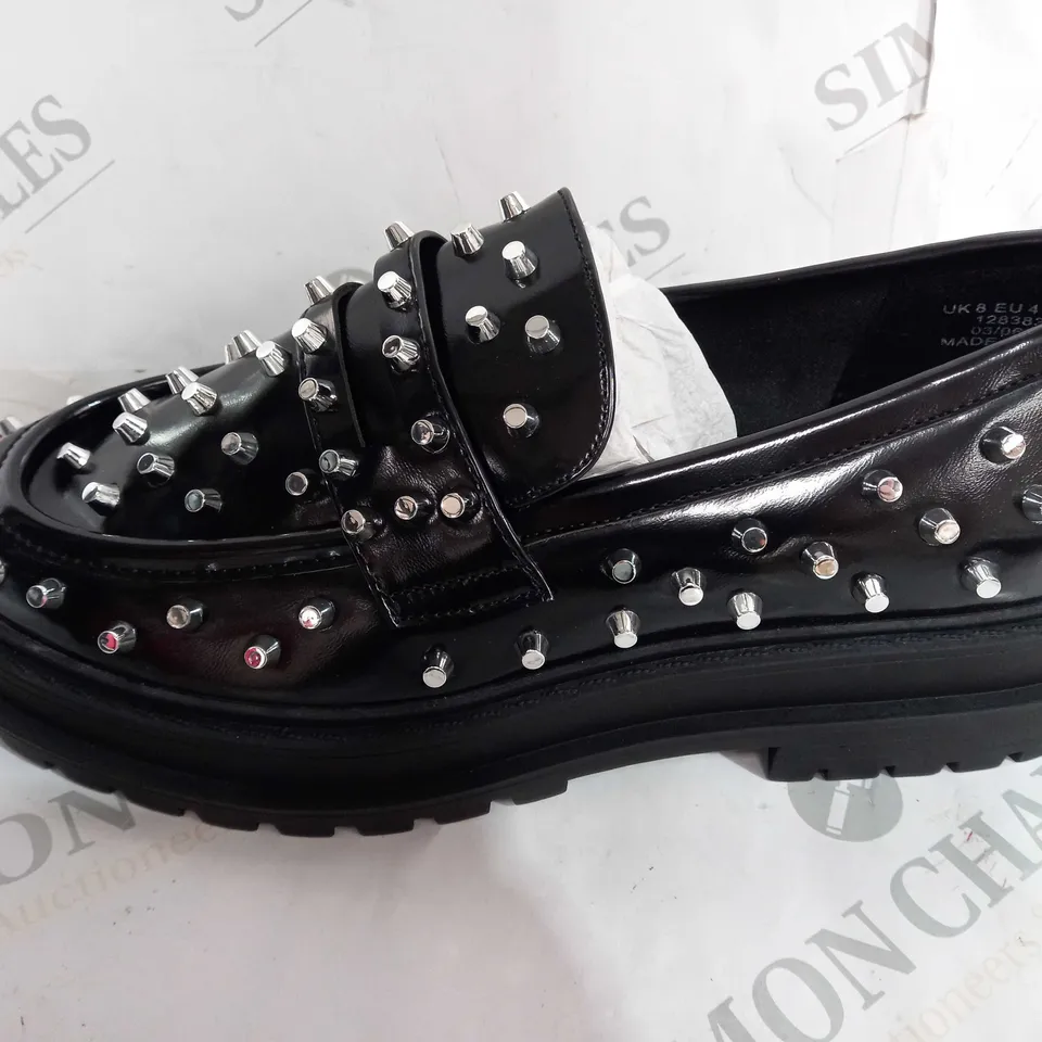 ASOS DESIGN MODIFIER STUDDED LOAFERS, BLACK - SIZE 8