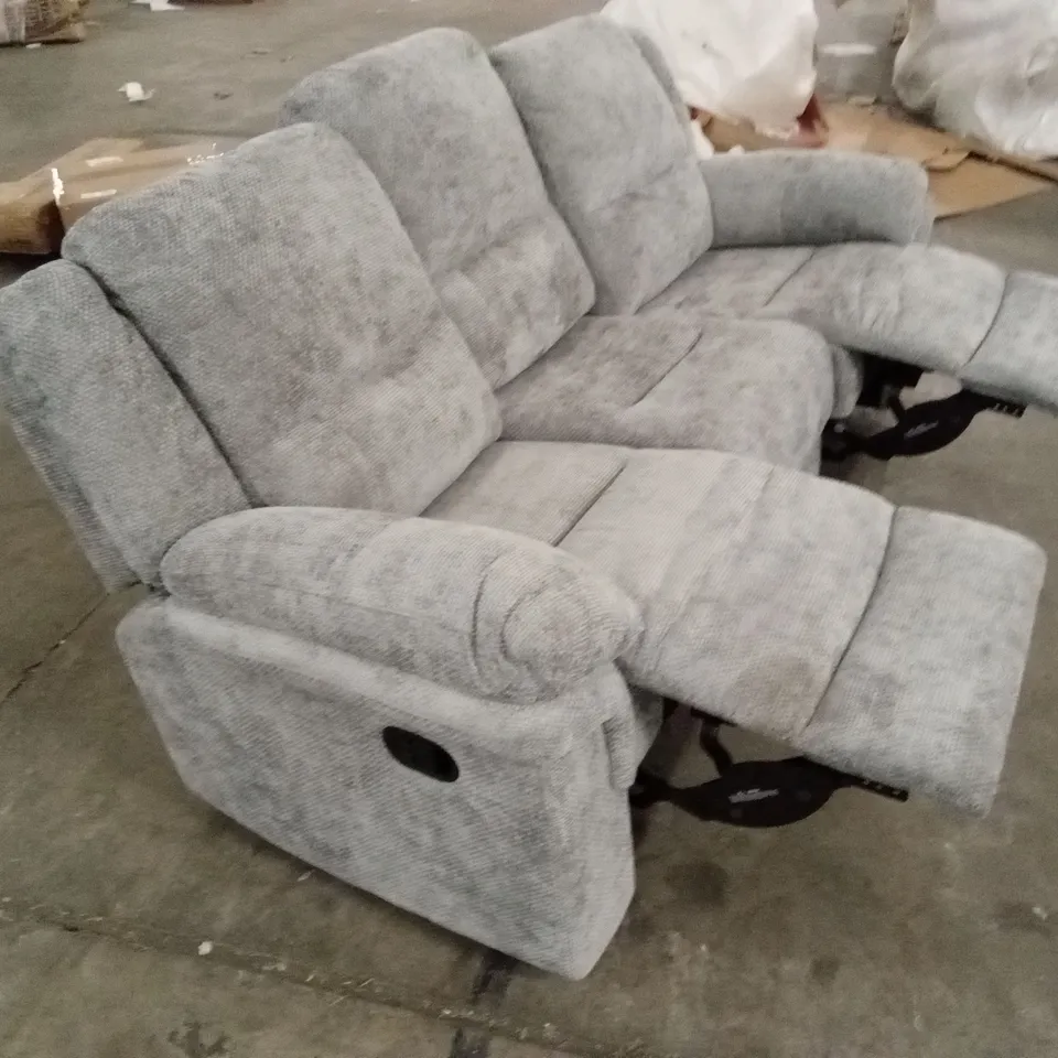 ALBION CHUNKY WEAVE 3 SEATER HIGH BACK MANUAL RECLINER SOFA - GREY RRP £679