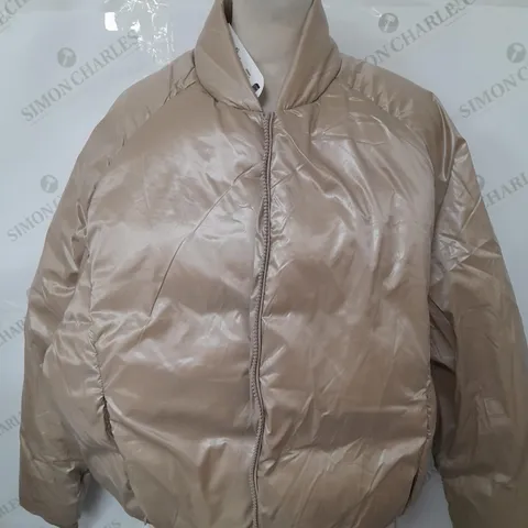 COTTON ON BODY MOTHER PUFFER CROPPED BOMBER JACKET IN WHITE PEPPER SIZE L  