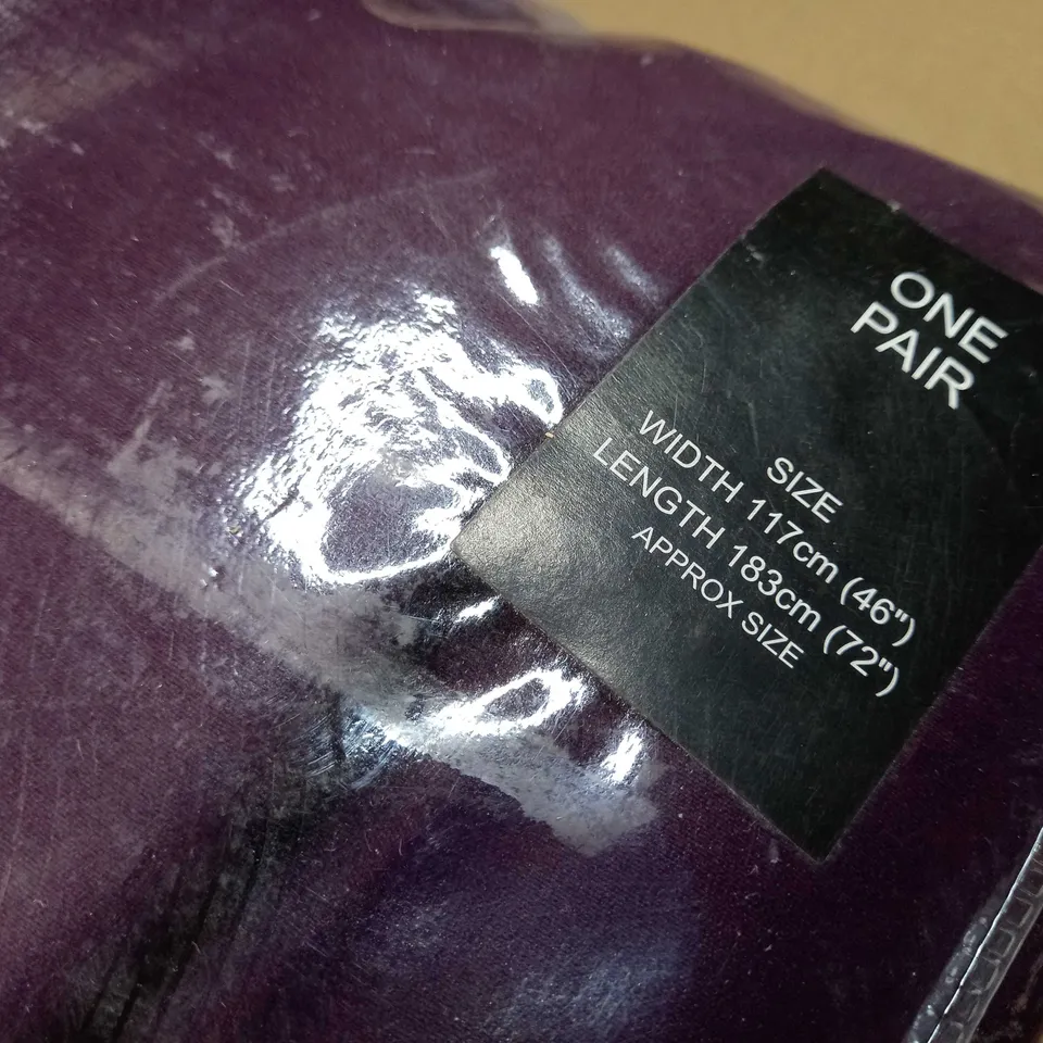 PACKAGED DEEP PURPLE DESIGNER THERMAL LIGHT REDUCING EYELET CURTAINS