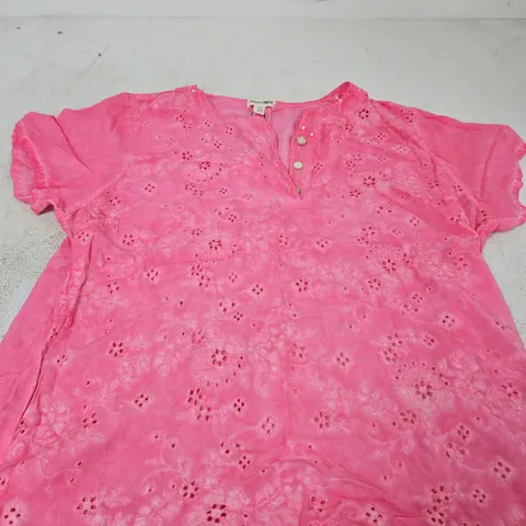 MUDFLOWER PINK EMBROIDERED TUNIC TOP, UK 18 (EU 46, US 14)
