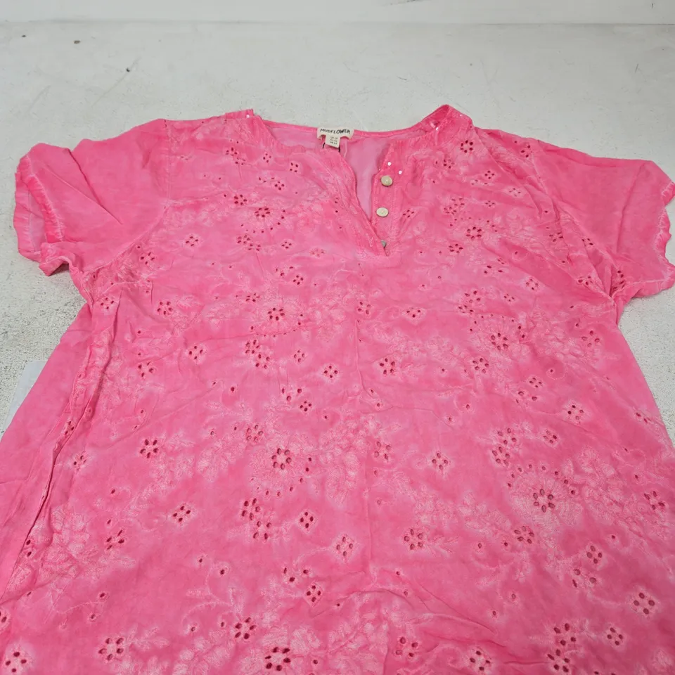MUDFLOWER PINK EMBROIDERED TUNIC TOP, UK 18 (EU 46, US 14)