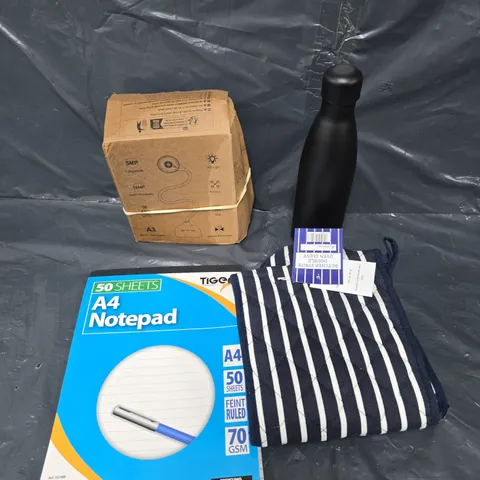 APPROXIMATELY 15 ASSORTED HOUSEHOLD PRODUCTS TO INCLUDE OVEN GLOVES, NOTEPAD, INSULATED WATER BOTTLE ETC