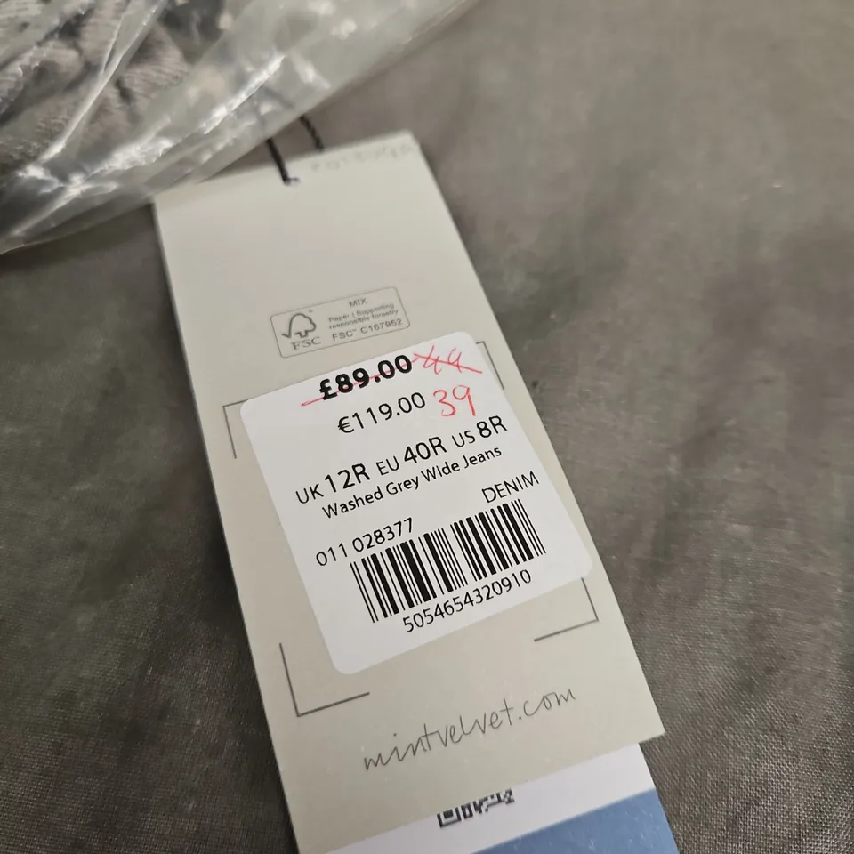 MINT VELVET WASHED GREY WIDE JEANS - SIZE 12R