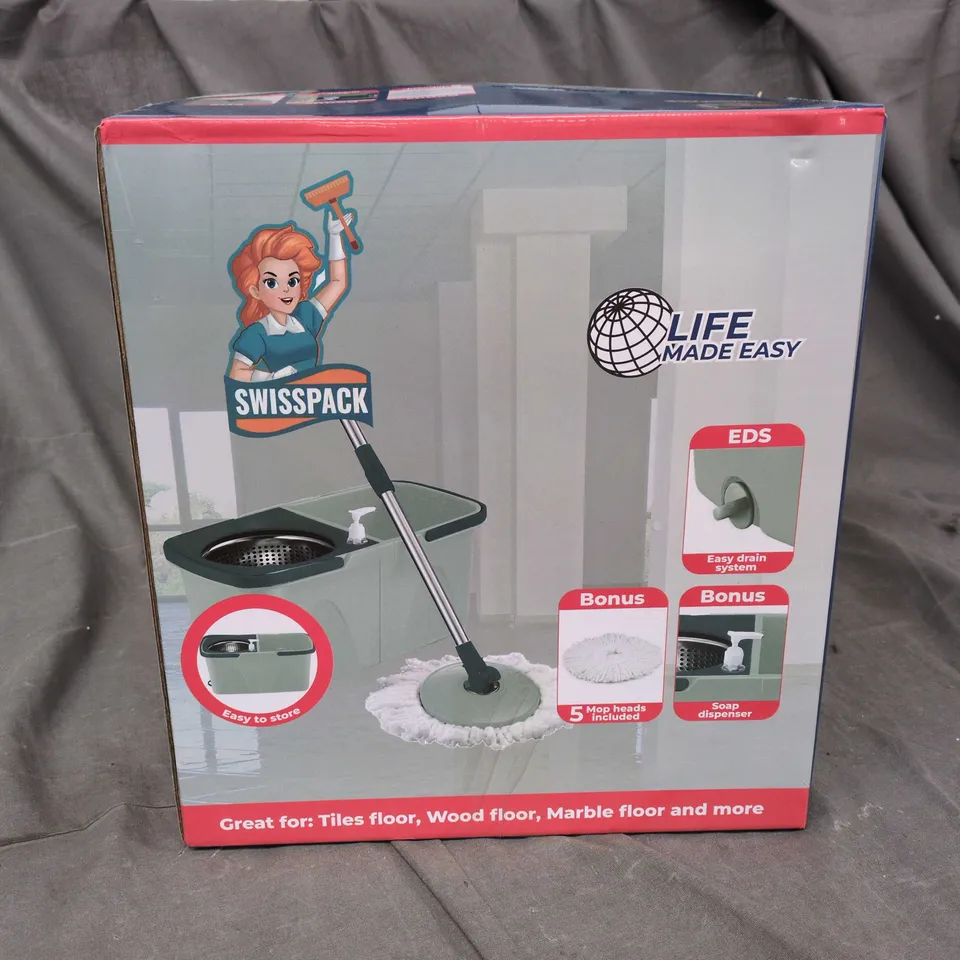 SWISSPACK LIFE MADE EASY MOP SYSTEM – BOXED WITH BONUS MOP HEADS
