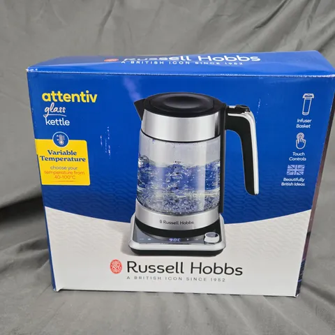 BOXED RUSSELL HOBBS ATTENTIV GLASS KETTLE 