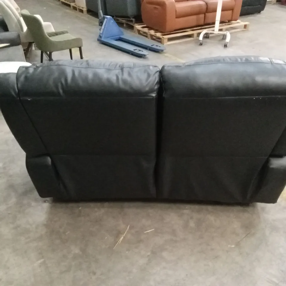 QUALITY DESIGNER 2 SEATER MANUAL RECLINER LEATHER SOFA - BLACK