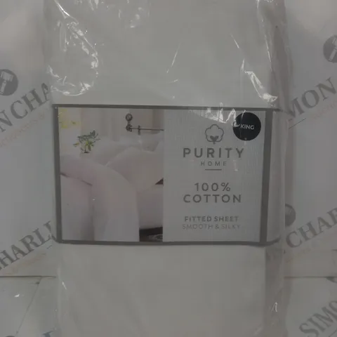 PURITY HOME 100% COTTON FITTED SHEET - KING SIZE