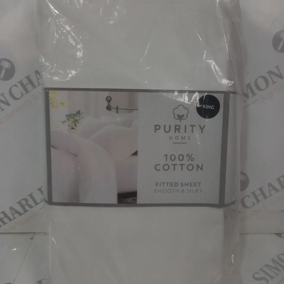 PURITY HOME 100% COTTON FITTED SHEET - KING SIZE
