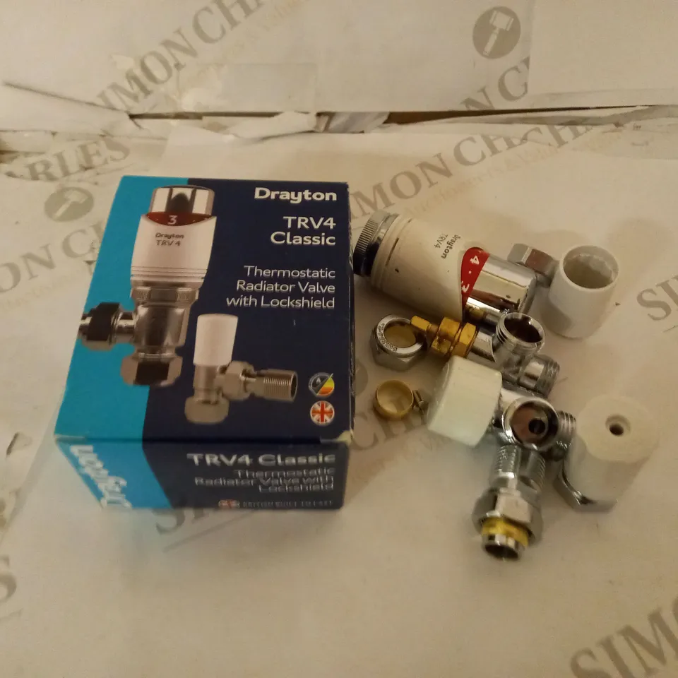 BOXED DRAYTON TRV4 THERMOSTATIC RADIATOR VALVE & LOCKSHIELD