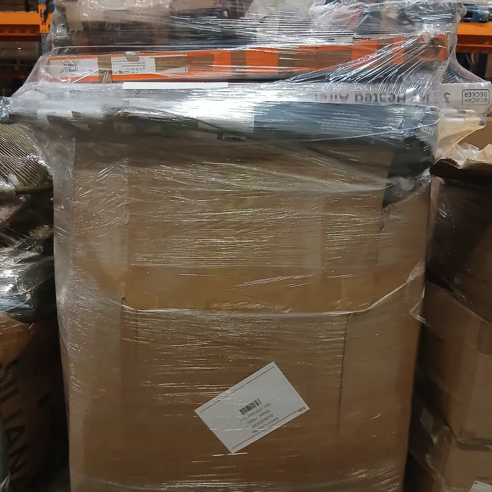 PALLET OF ASSORTED PRODUCTS TO INCLUDE; BLACK AND DECKER 3 TIER HEATED AIRER, 6 PIECE PATIO SET, STATUS HEATED AIRER AND ONION SEEDS