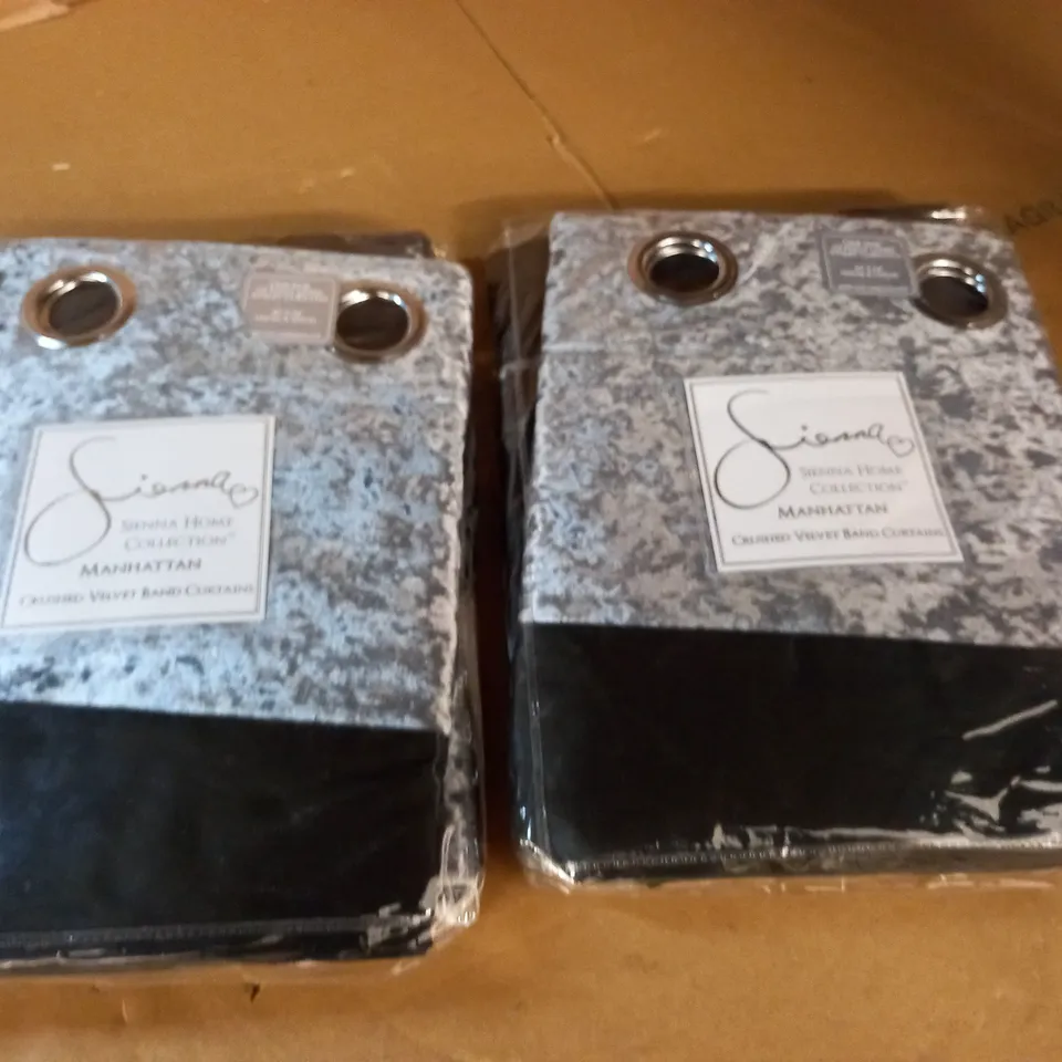 LOT OF 2 SIENNA MANHATTAN CRUSHED VELVET CURTAIN PAIRS - 116 X 137CM