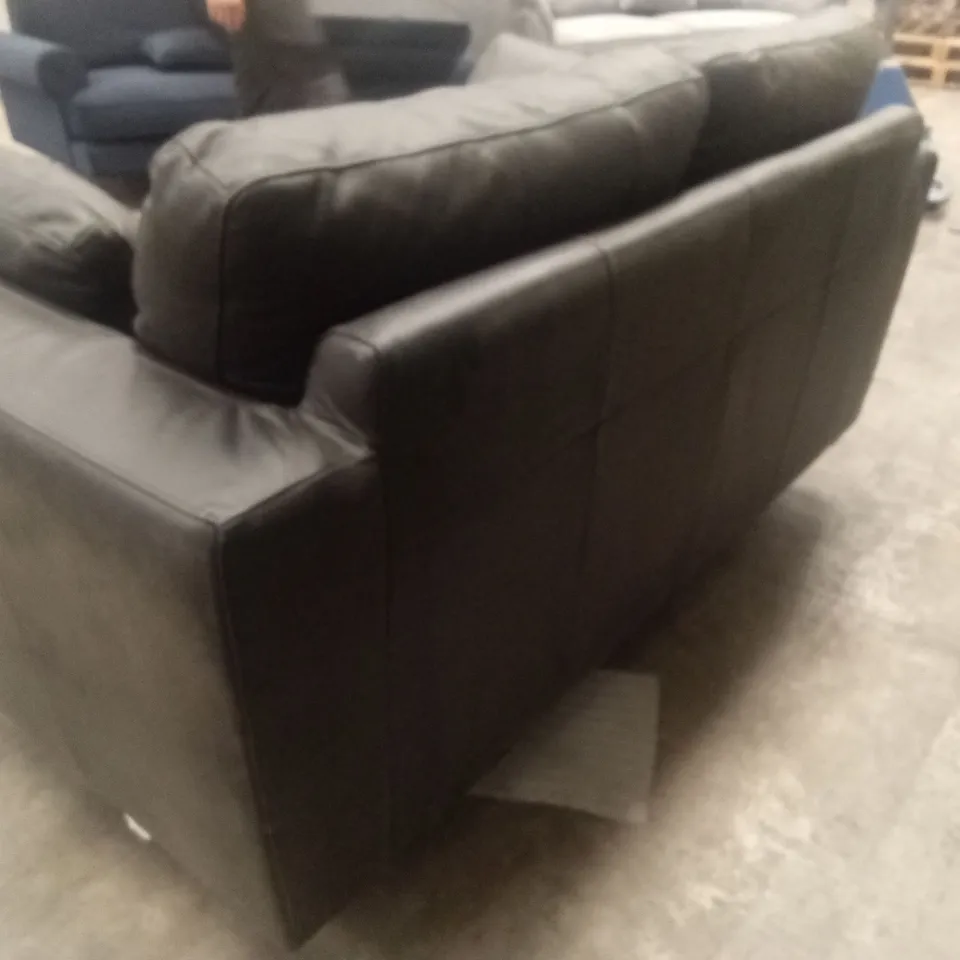 ARDEN ITALIAN LEATHER 2 SEATER SOFA - BLACK RRP £1199