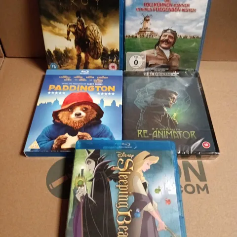 5 X ASSORTED BLU-RAY FILMS TO INCLUDE PADDINGTON, RE-ANIMATOR, TROY ETC 