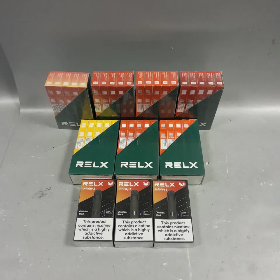 LOT OF ASSORTED DISPOSABLE VAPES TO INCLUDE RELX LEMON ICE TEA, LYCHEE ICE, ETC