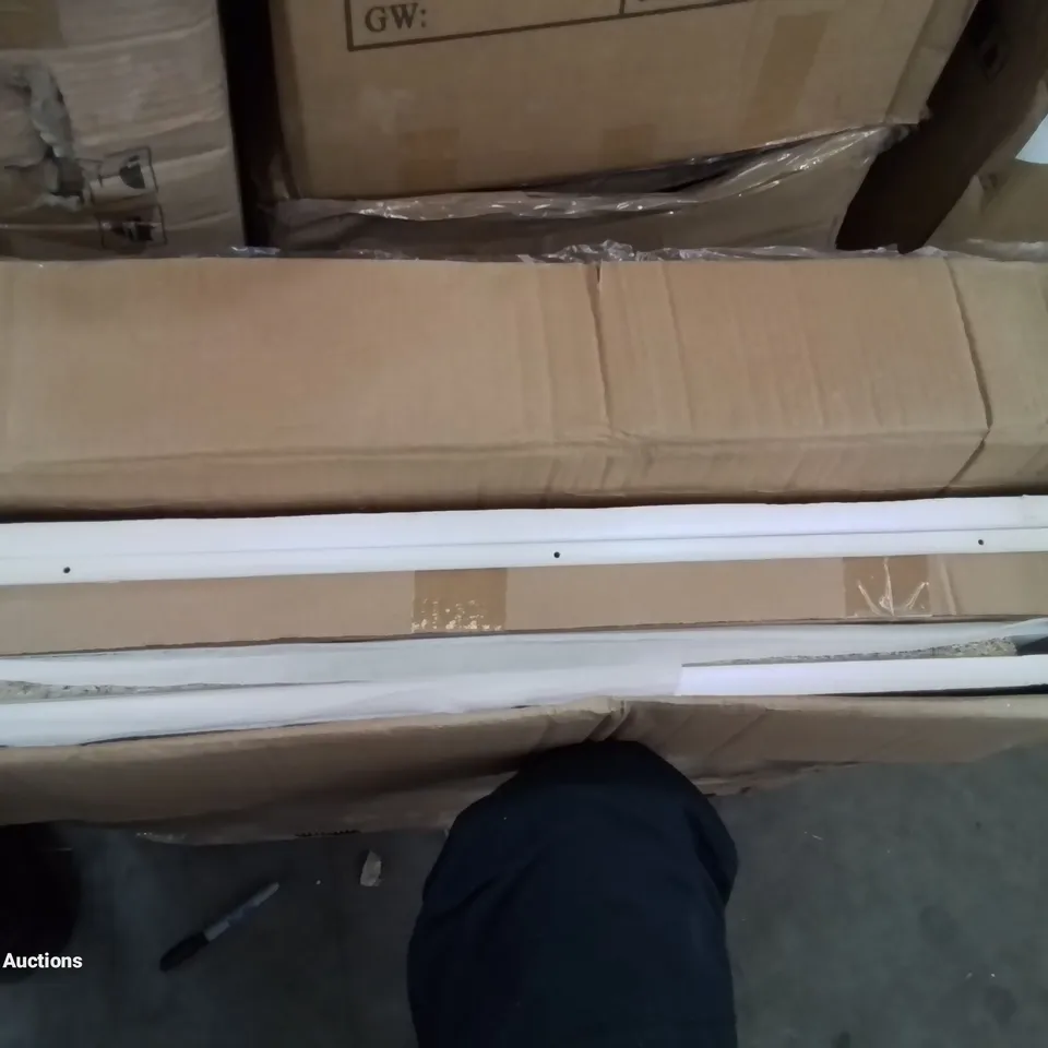 A BOXED  3 DOOR MIRRORED CABINET IN WHITE