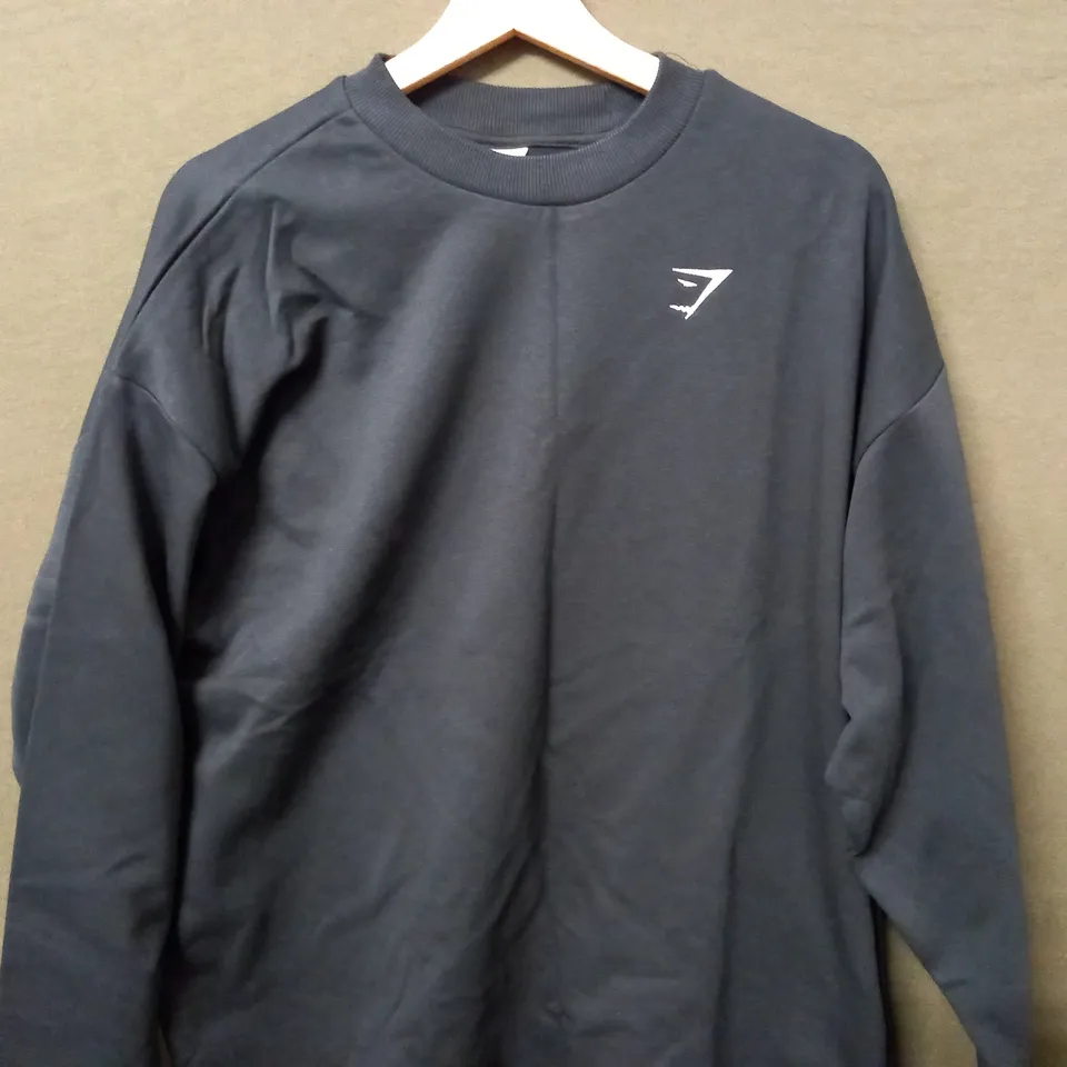 GYMSHARK ROUND NECK JUMPER IN BLACK - SMALL