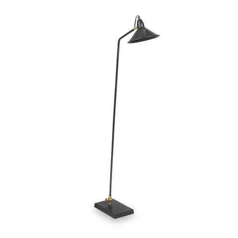 BOXED CANTON MATT BLACK AND BRASS METAL CONE FLOOR LAMP