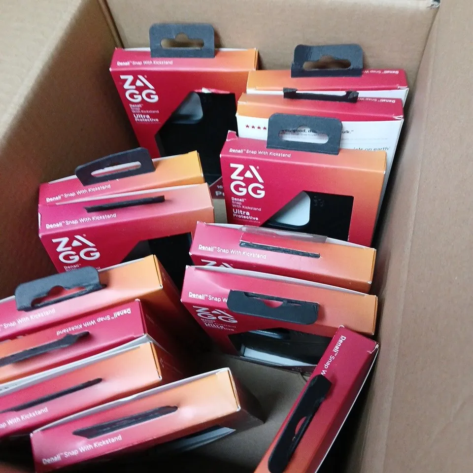 BOX OF APPROXIMATELY 12 ZAGG DENALI SNAP CASE WITH KICKSTAND – ULTRA PROTECTIVE FOR IPHONE 15 PRO 