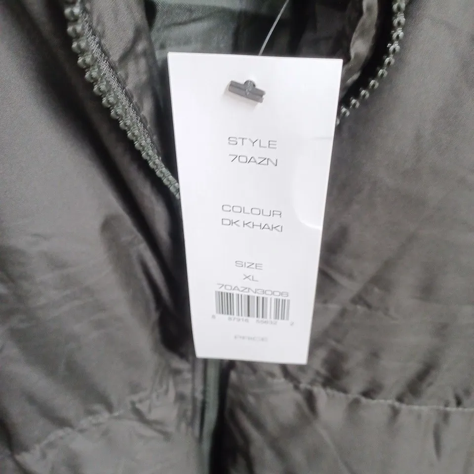 FRENCH CONNECTION PUFFER COAT – KHAKI, HOODED, SIZE XL (STYLE 70AZN)