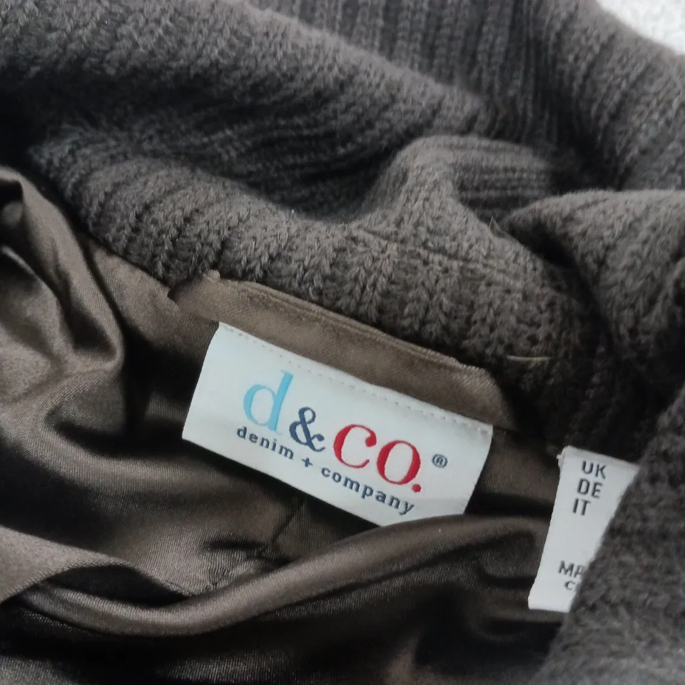 D&CO DENIM + COMPANY BROWN ZIP-UP FLEECE JACKET