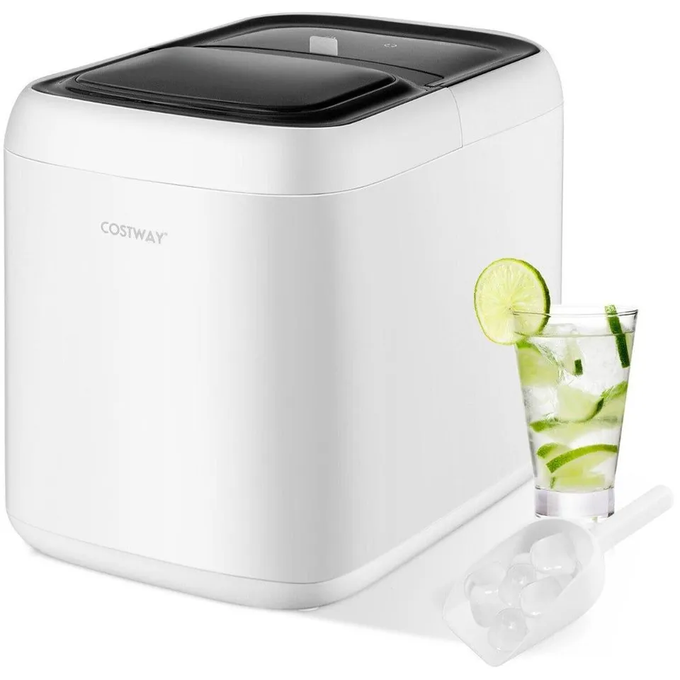BOXED COSTWAY 15 LB. DAILY PRODUCTION CUBE CLEAR ICE PORTABLE ICE MAKER