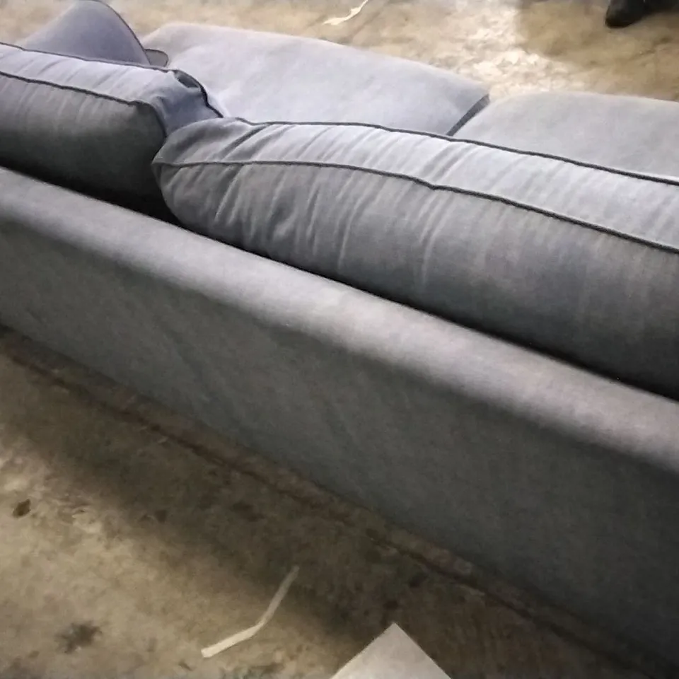 QUALITY DESIGNER LOUNGE CO BRIONY 4 SEATER SOFA LIGHT BLUE FABRIC
