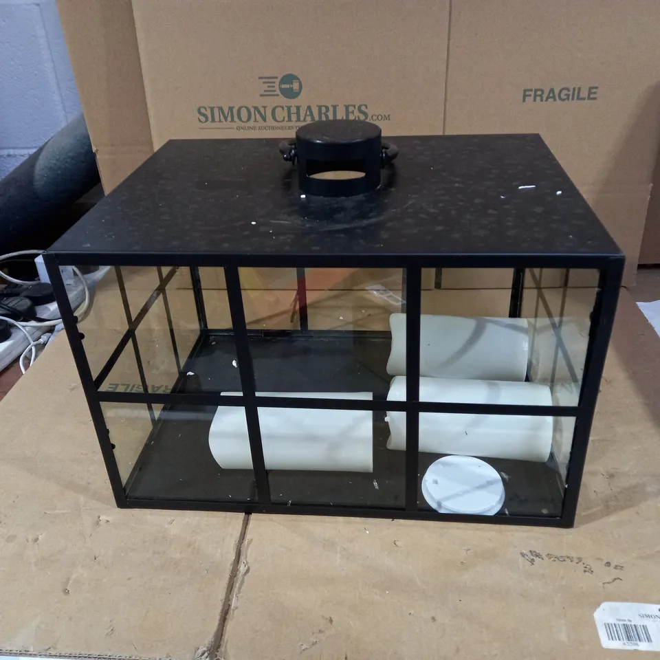 MY GARDEN STORIES OUTDOOR WINDOW PANE STYLE LANTERN - MEDIUM
