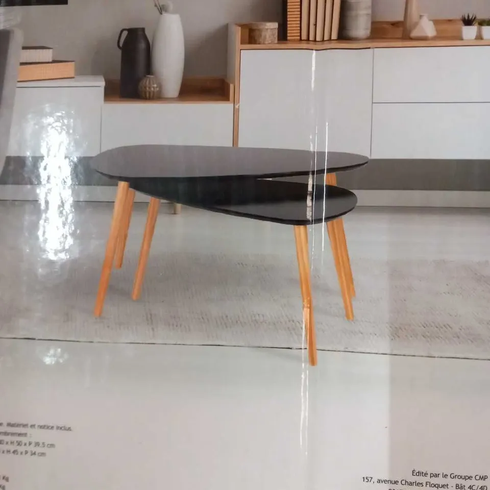 BRAND NEW BOXED HOME DECO FACTORY BLACK NESTING TABLES