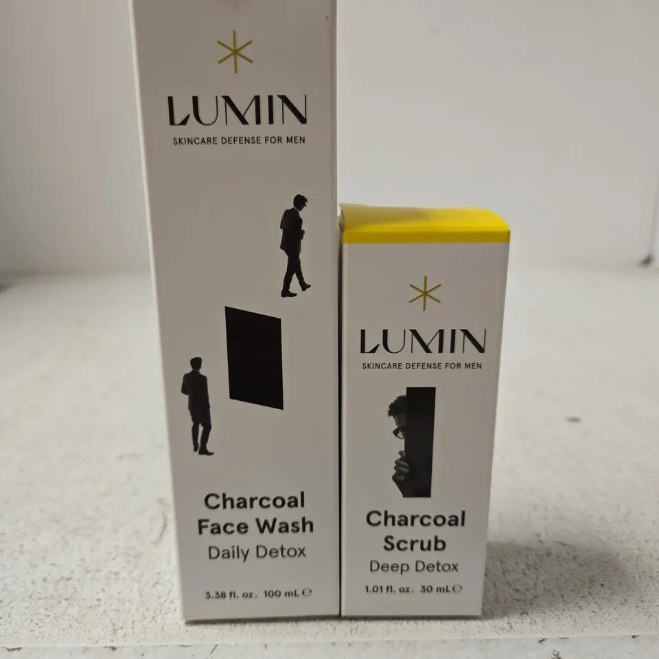 LUMIN CHARCOAL FACE WASH & SCRUB FOR MEN – SKINCARE SET (2X BOXES)