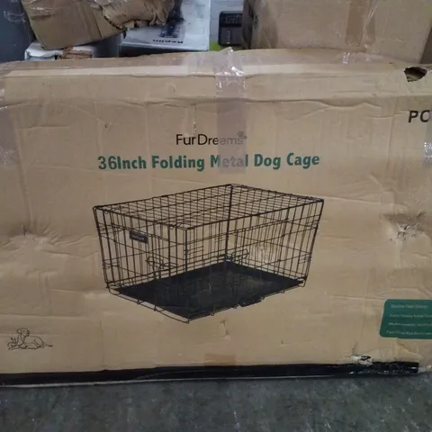 BOXED FURDREAMS 36" FOLDING METAL DOG CAGE