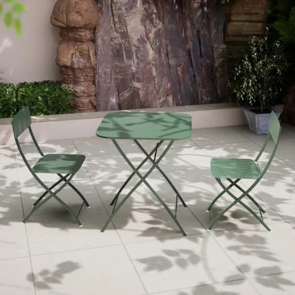 BOXED VENICE SQUARE 2 SEATER BISTRO SET - MOSS GREEN 