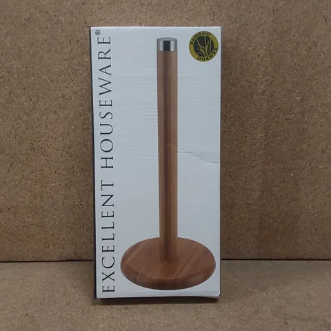 BOXED EXCELLENT HOUSEWARE BAMBOO KITCHEN ROLL HOLDER