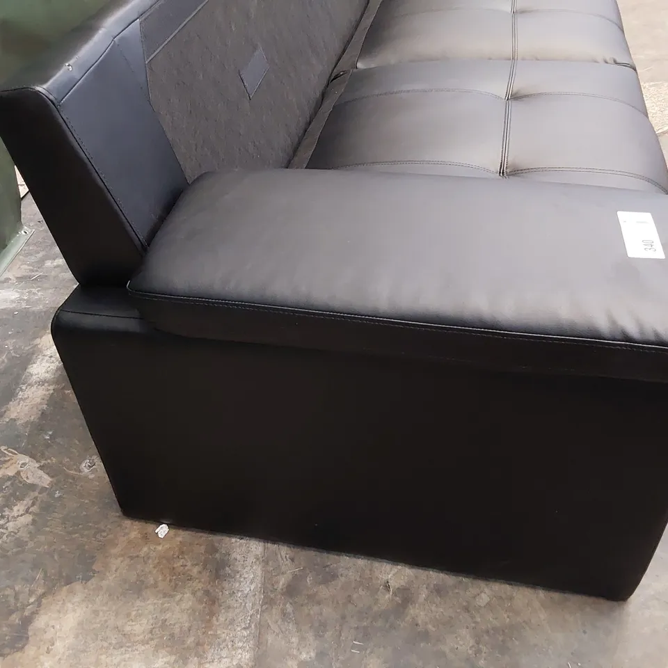 DESIGNER THREE SEATER SOFA BLACK LEATHER 