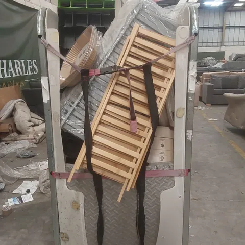 CAGE CONTAINING A LARGE QUANTITY OF ASSORTED ITEMS INCLUDING: YOGA MATS, EXERCISE MATS, SUITCASE, AIR FRYER, HEATING MAT ECT // CAGE NOT INCLUDED