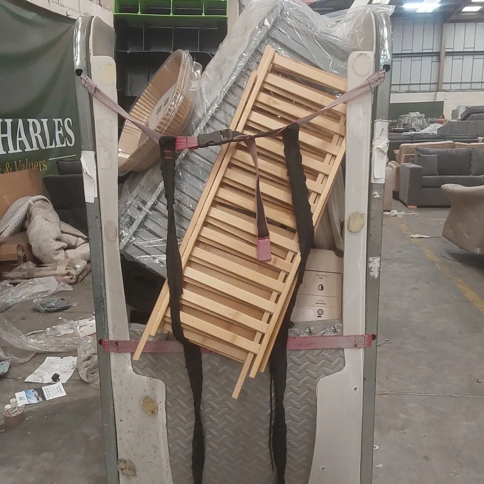 CAGE CONTAINING A LARGE QUANTITY OF ASSORTED ITEMS INCLUDING: YOGA MATS, EXERCISE MATS, SUITCASE, AIR FRYER, HEATING MAT ECT // CAGE NOT INCLUDED