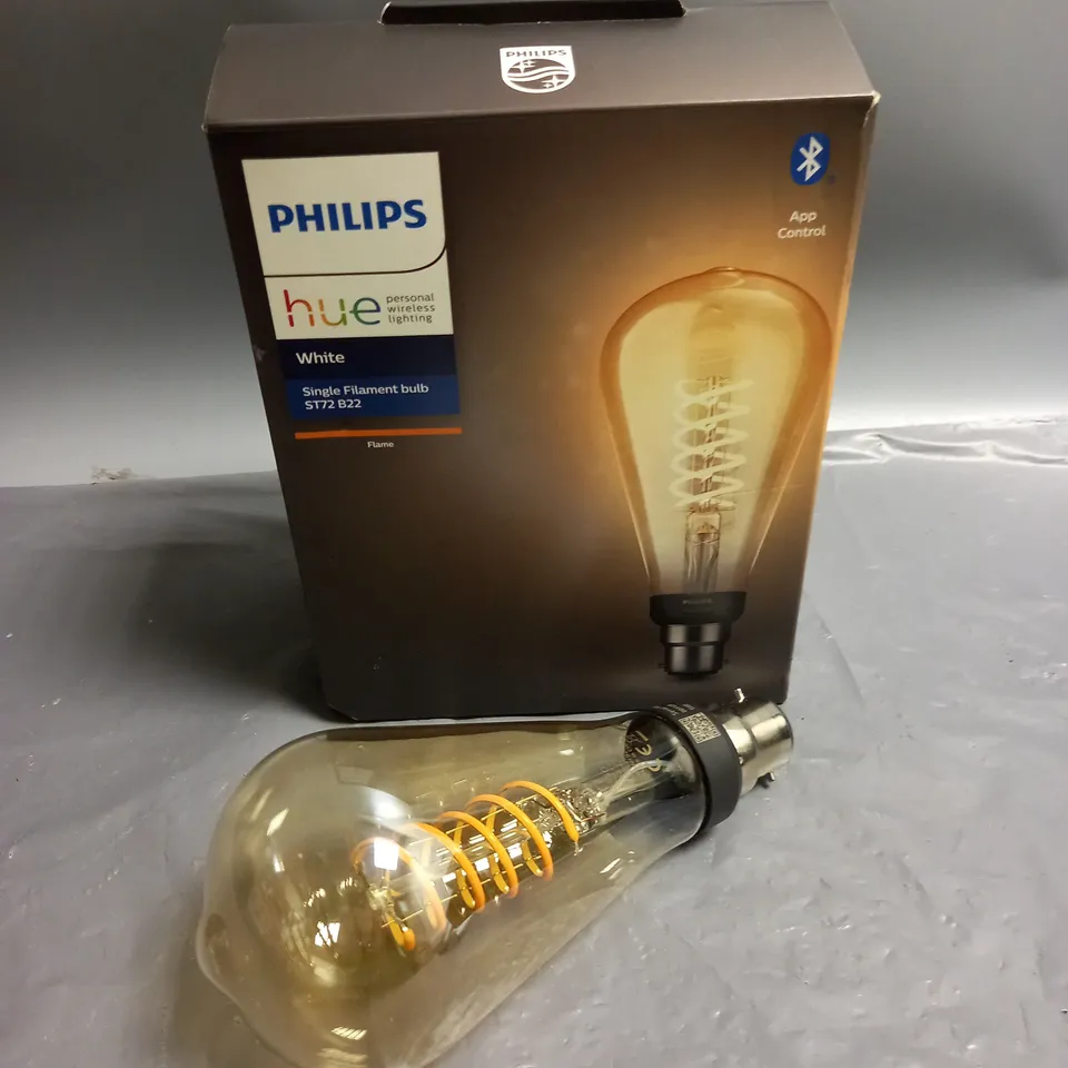 BOXED PHILIPS HUE APP CONTROLLED SINGLE FILAMENT BULB - WHITE B22