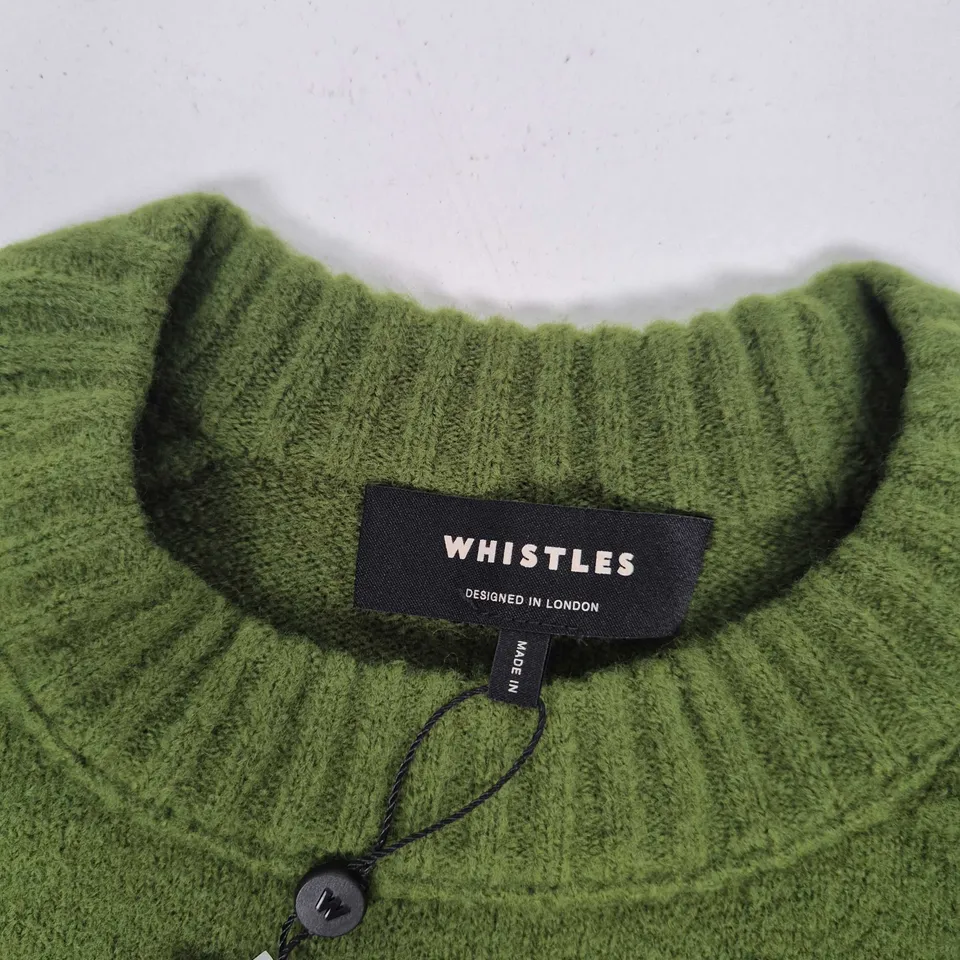 WHISTLES WOOL MIX SEAM DETAIL KNIT IN GREEN - MEDIUM