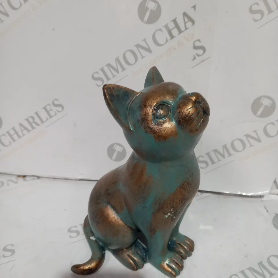boxed cat copper and blue ornament 
