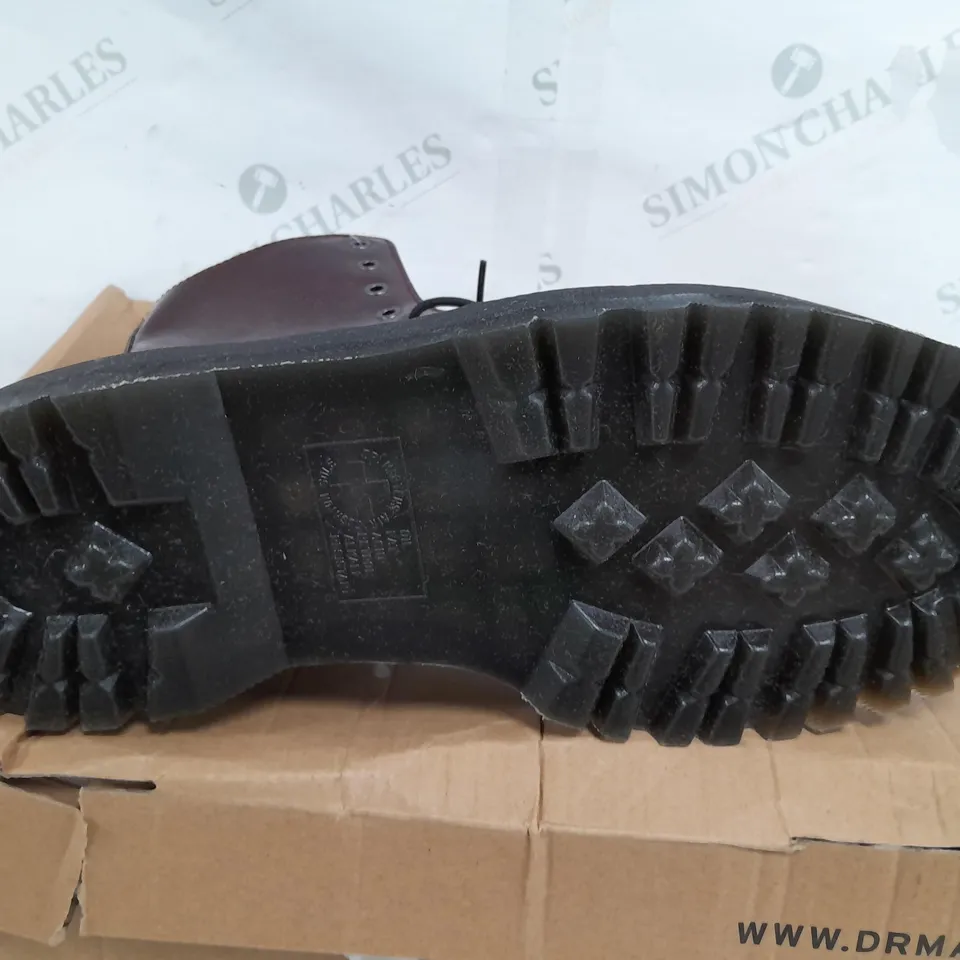 BOXED PAIR OF DR MARTENS VEGAN JADON II BOOTS IN CHERRY RED - UK 10