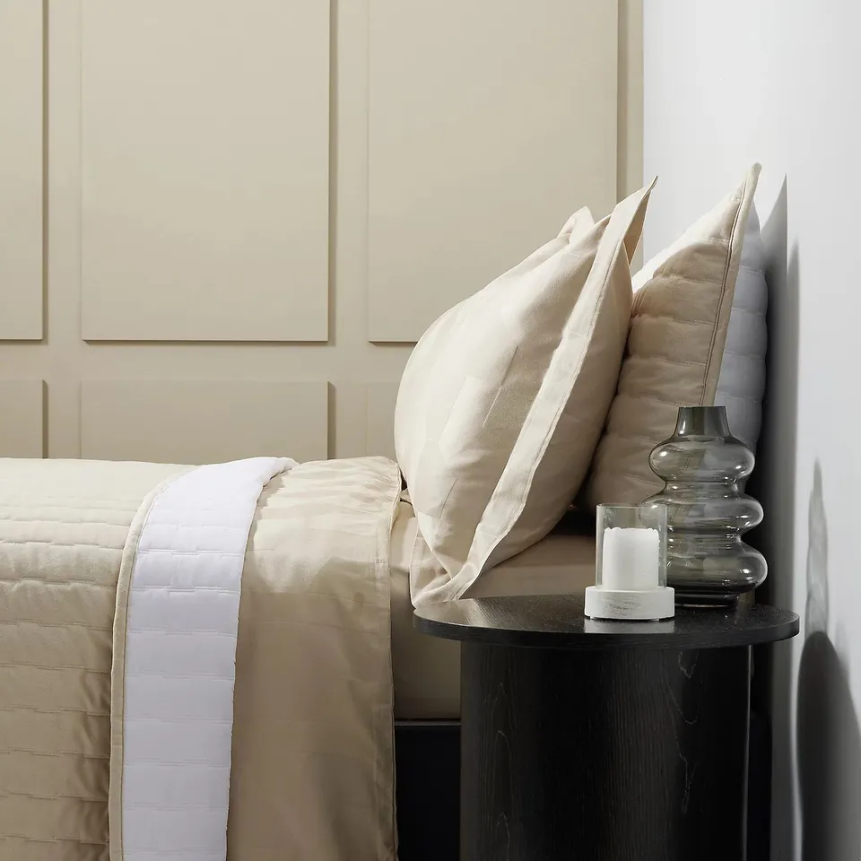 K BY KELLY HOPPEN 7 PIECE BEDDING COLLECTION INC BEDSPREAD AND SHAMS - LATTE - SUPER KING