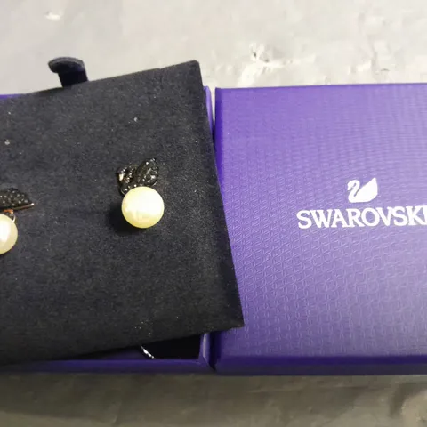 SWAROVSKI SWAN LOGO EARRINGS