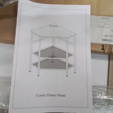 PALLET CONTAINING A LARGE QUANTITY OF BRAND NEW CORNER PRINTER STANDS