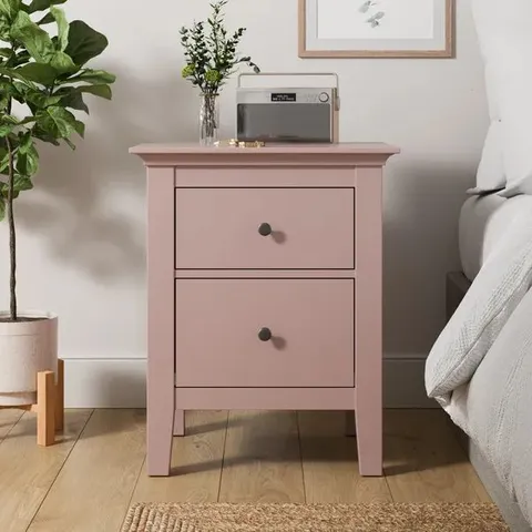 BOXED LYNTON 2 DRAWER BEDSIDE TABLE - PINK (1 BOX)
