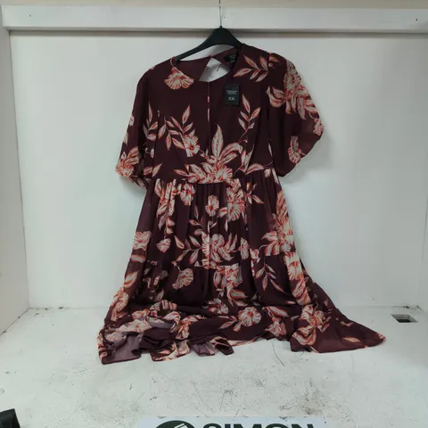 JOANNA HOPE BURGUNDY FLORAL MAXI DRESS, UK 16 (EU 44, US 12)