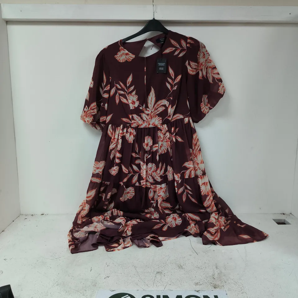 JOANNA HOPE BURGUNDY FLORAL MAXI DRESS, UK 16 (EU 44, US 12)
