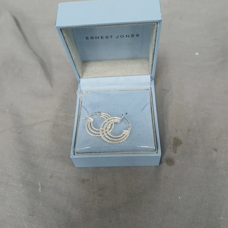 ERNEST JONES STERLING SILVER CUBIC ZIRCONIA EARRINGS