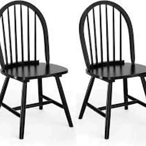 BOXED 2 PIECE WOODEN KITCHEN DINING CHAIRS WITH HIGH SPINDLE BACK