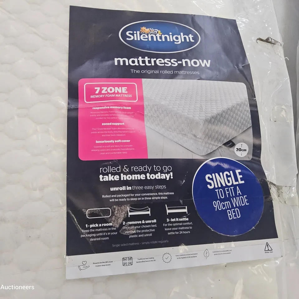 QUALITY BAGGED 3' SINGLE 7 ZONE MEMORY FOAM MATTRESS 