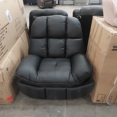DESIGNER FAUX LEATHER UPHOLSTERED LARGE SWIVEL EASY CHAIR